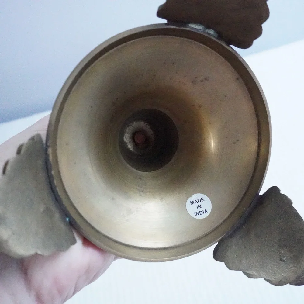 Vintage Brass Candlestick Holder Fluted‎ Column Ornate Base Made in India